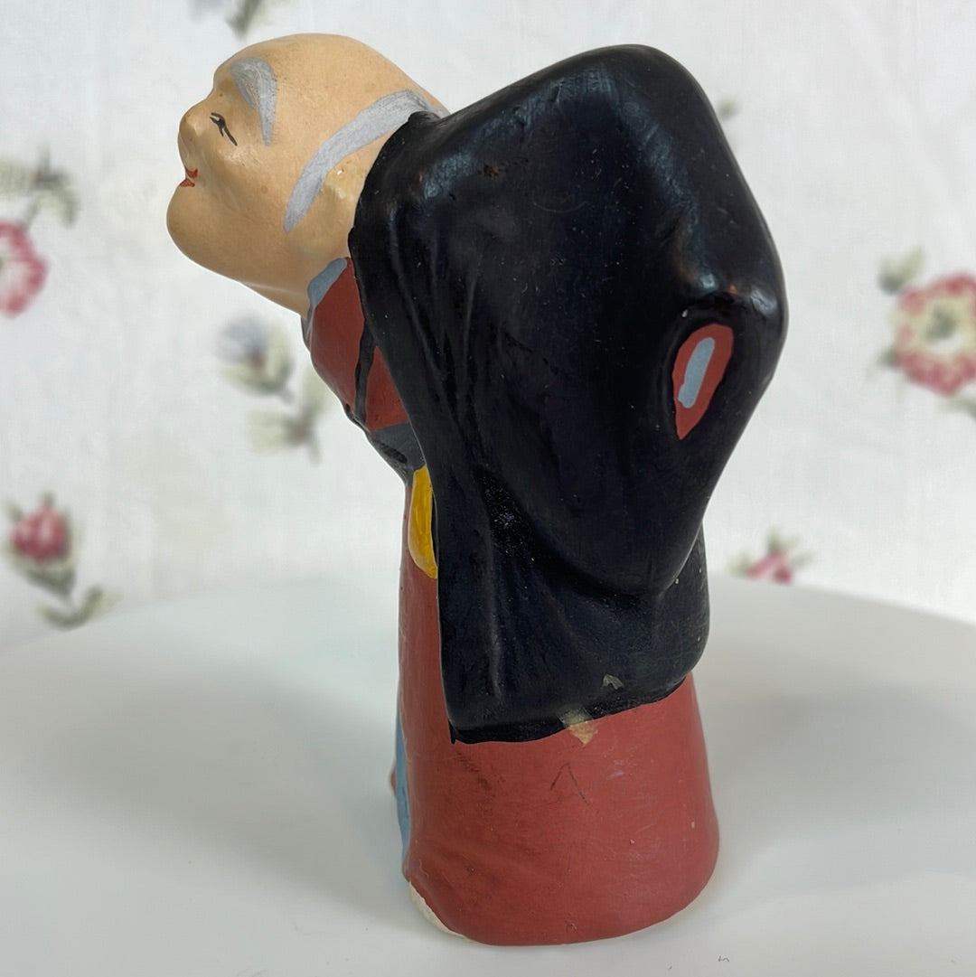 Vintage Japanese Hakata Urasaki Doll, Old Man Holding Bird Missing Hand store