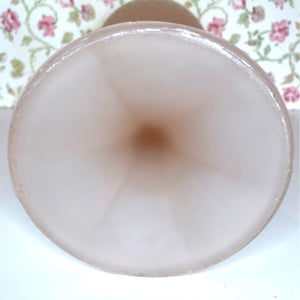 Vintage Pink Satin Diamond Point Chalice Vase, Frosted Depression Glass