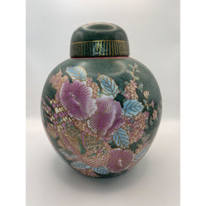 Vintage Chinese Cloisonné Porcelain Ginger Jar - Hand Painted Oriental Lidded Urn/Vase