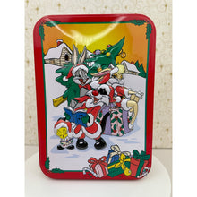 Load image into Gallery viewer, Vintage Looney Tunes Christmas Tin Box 1998 Bugs Bunny and Friends