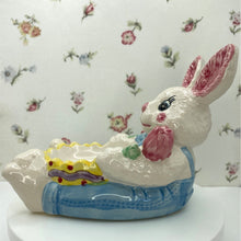 Load image into Gallery viewer, Ceramic Sponge Bunny, Spongeware Caddy by Hermitage Pottery