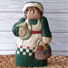 Load image into Gallery viewer, Carved Wooden Country Woman with Basket Made by Midwest of Cannon Falls