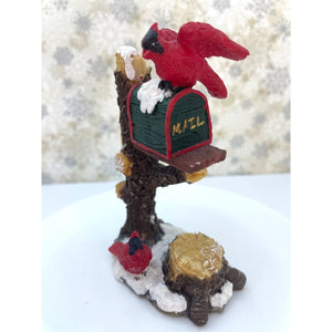 Winter Mailbox Figurine with Cardinals - Polystone Christmas Decoration, Holiday Decor