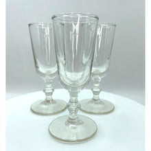 Load image into Gallery viewer, Vintage Clear Cordial Liqueur Shot Glasses - Stemmed Aperitif Barware Set of 3