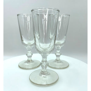 Vintage Clear Cordial Liqueur Shot Glasses - Stemmed Aperitif Barware Set of 3