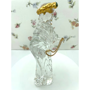 Vintage Gorham Crystal King Gaspar with gold chain, Wiseman Nativity figurine