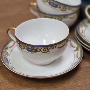 Noritake Sylvania Flat Cup and Saucer Sets, Elegant Fine China Teacups and Saucers