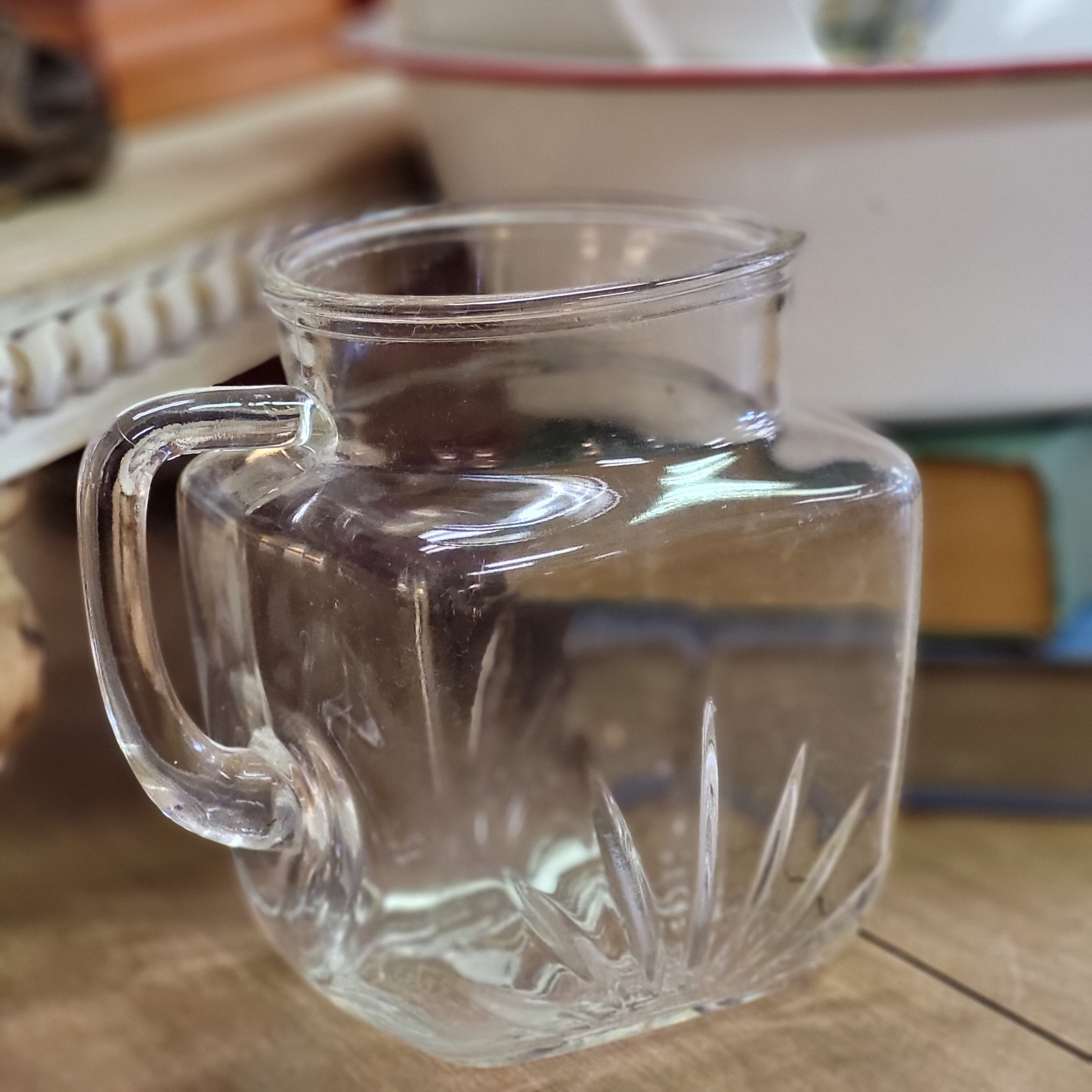 Vintage Federal Glass Pitcher Clear Glass 48 oz Square Pitcher Star Bottom