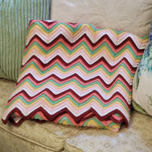 Load image into Gallery viewer, Handmade Crocheted Afghan/Blanket Zig Zag Multi-Colored Pattern