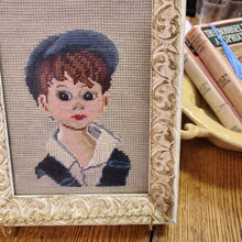 Load image into Gallery viewer, Handcrafted Needlepoint Framed Portraits - A Young Girl and A young Boy