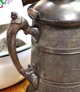 Antique Turn of 19th Century Ornate Metal Water/Coffee Pitcher