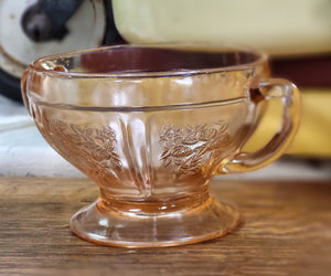 Vintage Pink Federal Glass Rose of Sharon Sugar Bowl