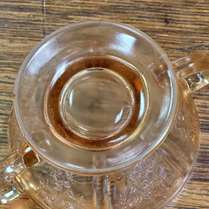 Vintage Pink Federal Glass Rose of Sharon Sugar Bowl