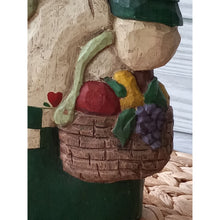 Load image into Gallery viewer, Carved Wooden Country Woman with Basket Made by Midwest of Cannon Falls