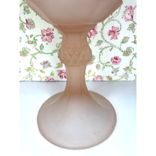 Load image into Gallery viewer, Vintage Pink Satin Diamond Point Chalice Vase, Frosted Depression Glass