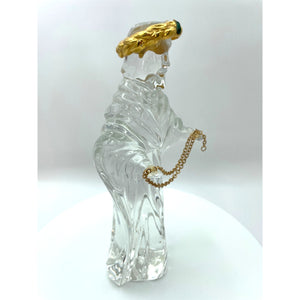 Vintage Gorham Crystal King Gaspar with gold chain, Wiseman Nativity figurine