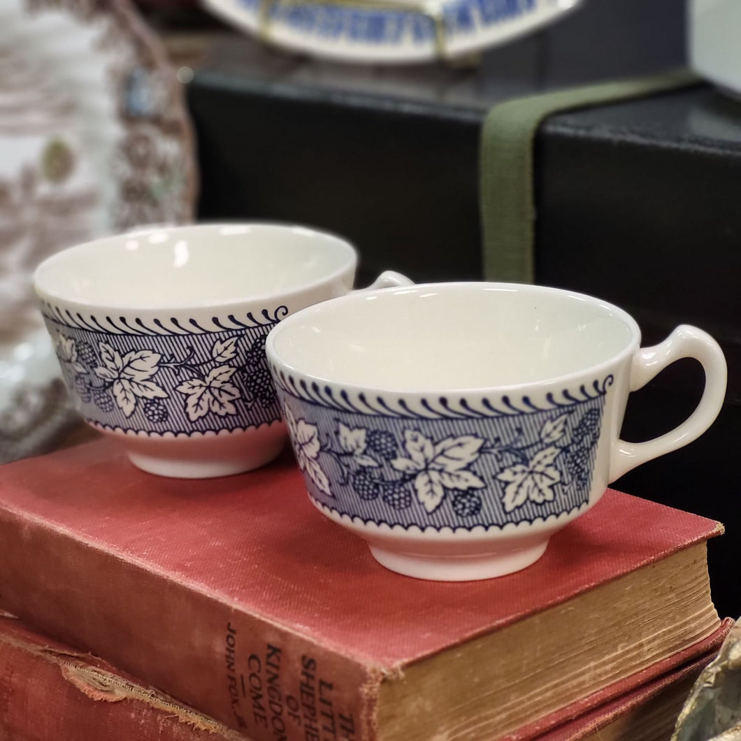 1950s Homer Laughlin Stratwood Collection Blue Shakespeare Coffee Cups Sold Separately