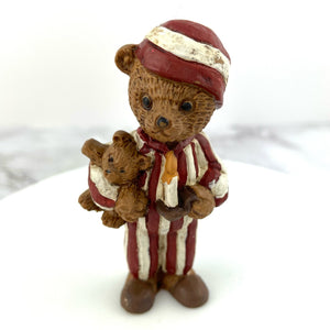 Vintage Rustic Christmas Bear Figurine Collection Set of 5 Holiday Teddy Bears