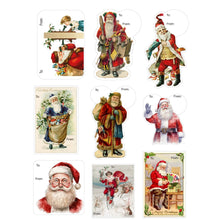 Load image into Gallery viewer, Santa Gift Tag Stickers, Vintage Inspired Christmas Gift To and From Stickers