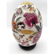 Load image into Gallery viewer, Vintage Hand Painted Moriage Egg, Floral and Bird Pattern with Gold Gilding