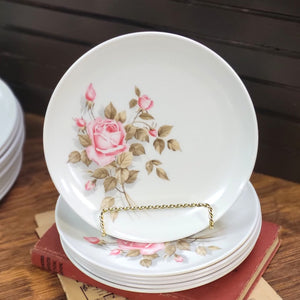 Melmac White w/Pink Roses Boontown Bread & Butter Plate