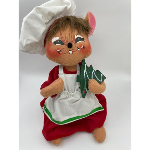 Annalee Christmas Baking Mouse Girl Doll Holding Christmas Tree Cookie