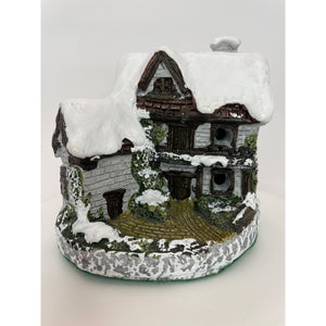 Hand Painted Cottage Charmers Lighted Snow House, Vintage Handcrafted Porcelain Village House