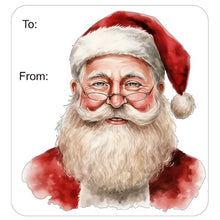 Load image into Gallery viewer, Santa Gift Tag Stickers, Vintage Inspired Christmas Gift To and From Stickers