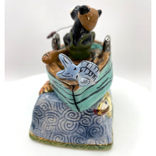 Load image into Gallery viewer, Blue Sky Clayworks Bear Fishing Wine Cork Stopper and Stand, Blackbears Lodge
