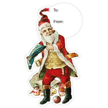 Load image into Gallery viewer, Santa Gift Tag Stickers, Vintage Inspired Christmas Gift To and From Stickers