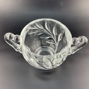 Vintage Indiana Glass Willow Pattern Sugar Dish, Mid Century Glass Sugar Bowl