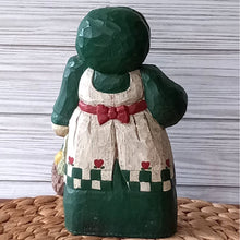 Load image into Gallery viewer, Carved Wooden Country Woman with Basket Made by Midwest of Cannon Falls