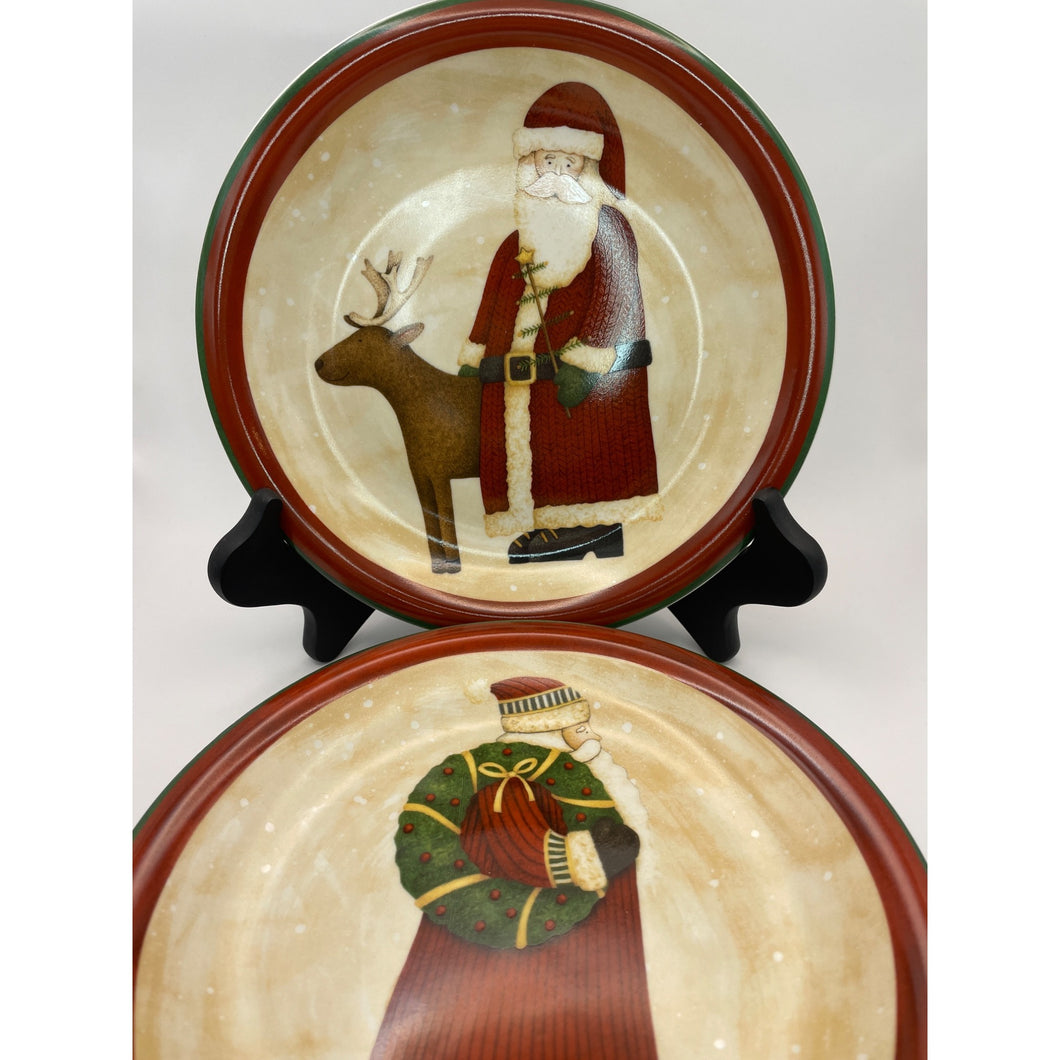 Debbie Mumm Zak Designs Folk Art Santa Decorative Plates - Set of 4