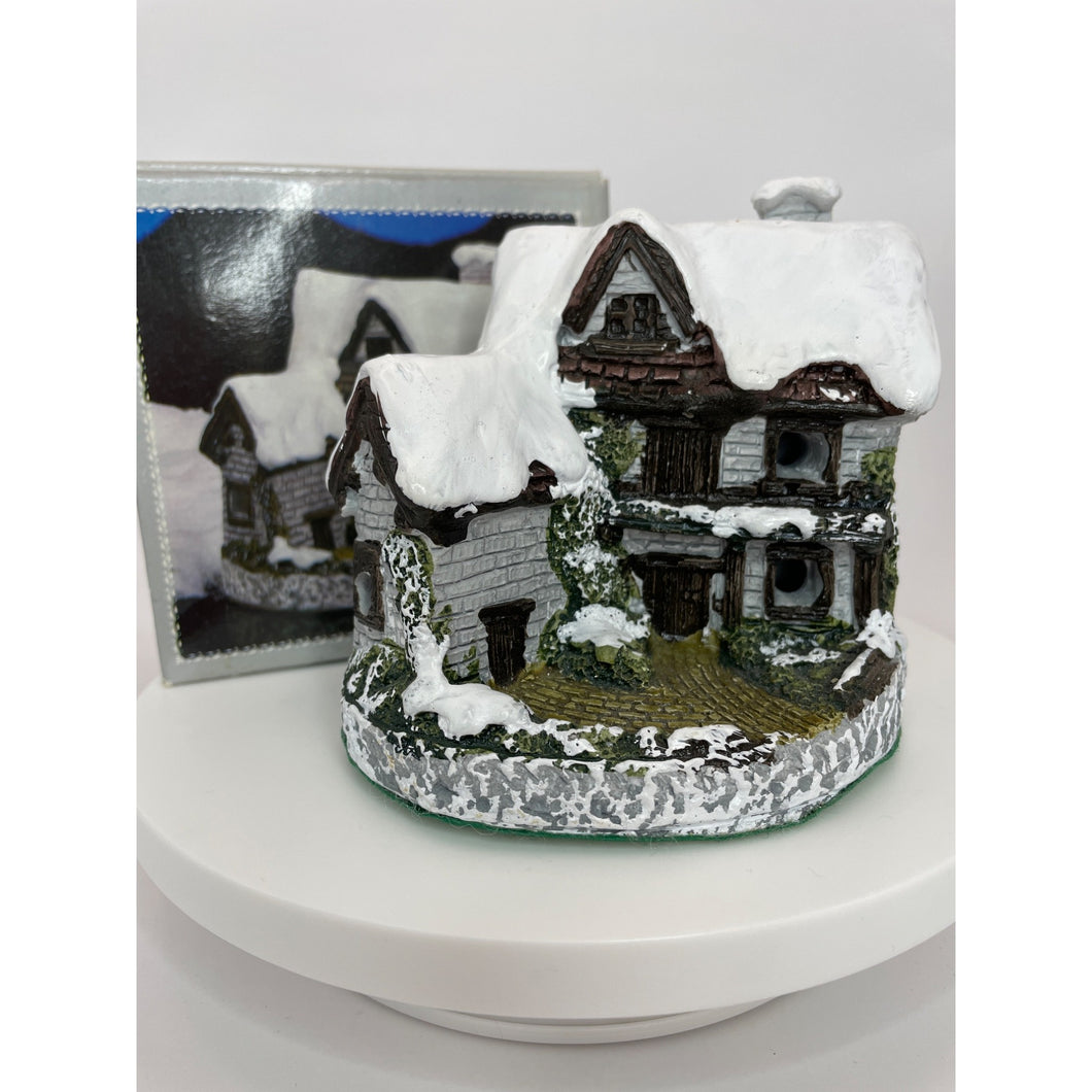 Hand Painted Cottage Charmers Lighted Snow House, Vintage Handcrafted Porcelain Village House