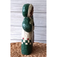 Load image into Gallery viewer, Carved Wooden Country Woman with Basket Made by Midwest of Cannon Falls