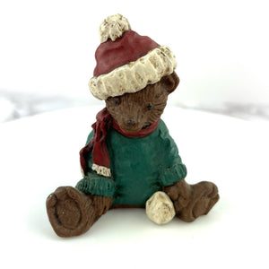 Vintage Rustic Christmas Bear Figurine Collection Set of 5 Holiday Teddy Bears