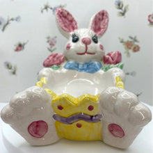 Load image into Gallery viewer, Ceramic Sponge Bunny, Spongeware Caddy by Hermitage Pottery