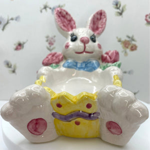 Ceramic Sponge Bunny, Spongeware Caddy by Hermitage Pottery