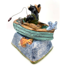 Load image into Gallery viewer, Blue Sky Clayworks Bear Fishing Wine Cork Stopper and Stand, Blackbears Lodge