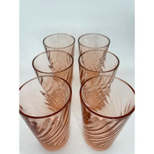 Load image into Gallery viewer, Vintage Pink Glass Swirl Pitcher &amp; Tumbler Set, Arcoroc France Rosaline 7 Piece Fruit Orangeade Juice Set