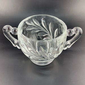 Vintage Indiana Glass Willow Pattern Sugar Dish, Mid Century Glass Sugar Bowl