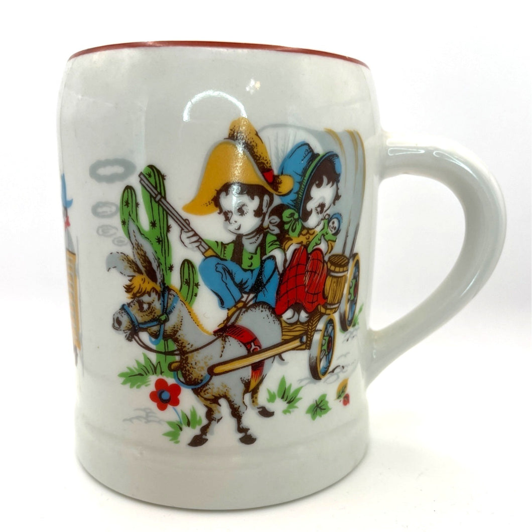 Vintage Child's Cowboys and Indians Mug, German Porcelain Stein