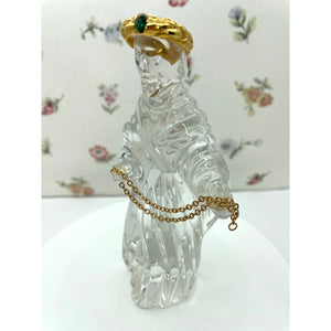 Vintage Gorham Crystal King Gaspar with gold chain, Wiseman Nativity figurine