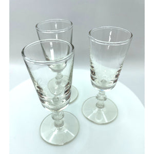 Vintage Clear Cordial Liqueur Shot Glasses - Stemmed Aperitif Barware Set of 3