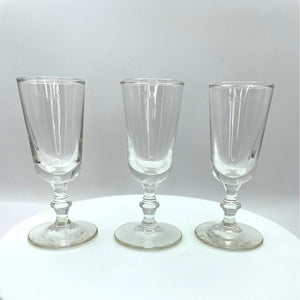 Vintage Clear Cordial Liqueur Shot Glasses - Stemmed Aperitif Barware Set of 3