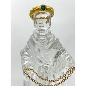 Vintage Gorham Crystal King Gaspar with gold chain, Wiseman Nativity figurine