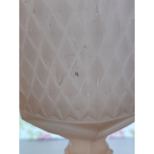 Vintage Pink Satin Diamond Point Chalice Vase, Frosted Depression Glass