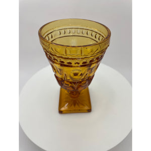 Vintage Indiana Glass Colony Park Lane Square Footed Amber Wine Sherry Glass