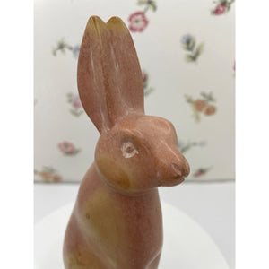 Carved Polished Stone Rabbit Sculpture Made in Kenya, Stone Easter Bunny