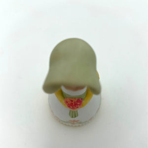 Vintage Avon Porcelain Miniature Bell - Girl in a Green Bonnet, 1985